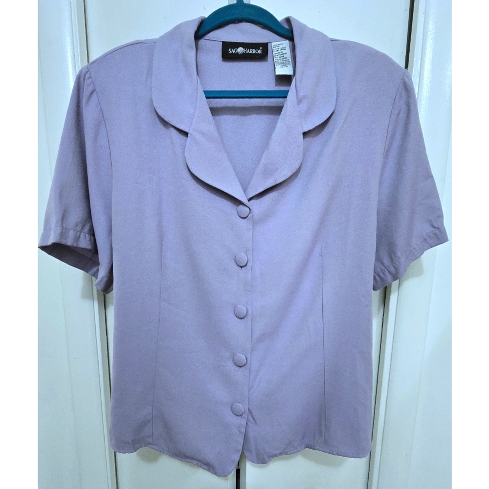 Vintage 80s Sag Harbor Light Purple blouse